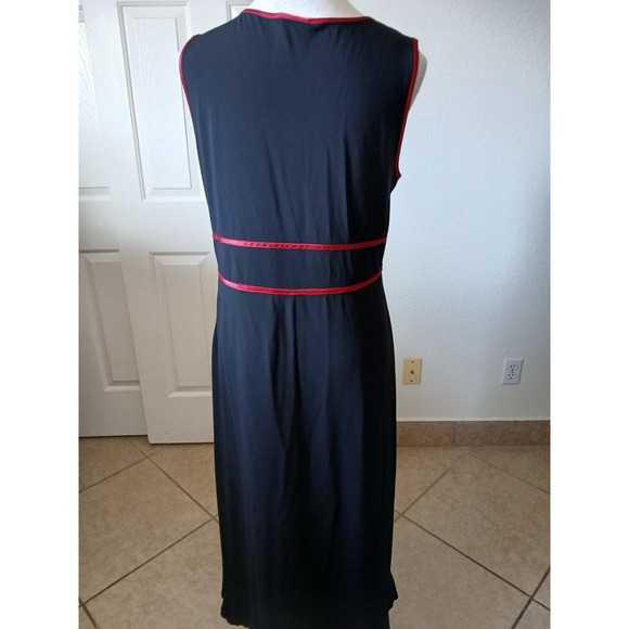 INC Womens Black Red Trim Midi Dress Asymmetrical Ruffle Hem Y2K Style Size L - Picture 5 of 15